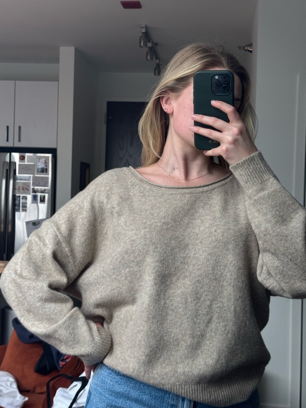 Abercrombie & Fitch Neutral Beige Scoop Neck Sweater